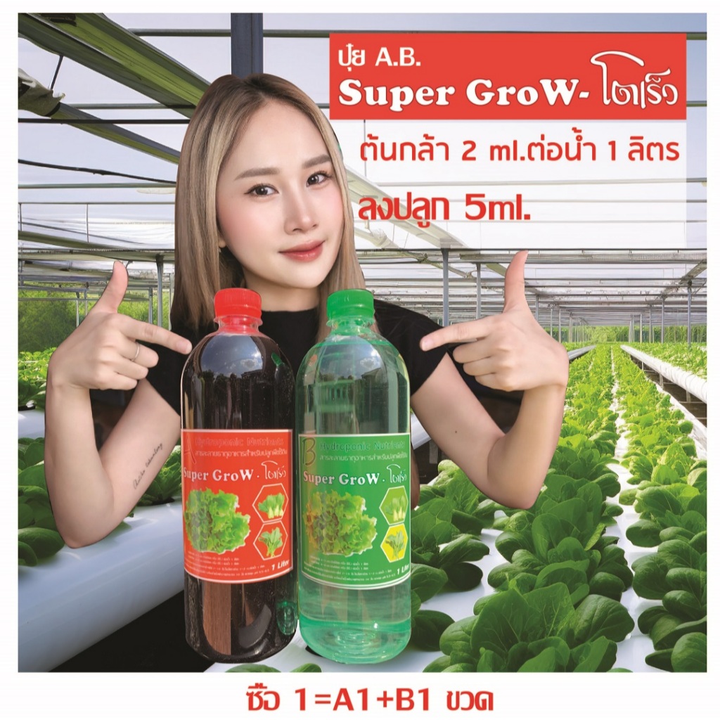 ปุ๋ย A B ซุปเปอร์ โกรว-โตเร็ว  A 1 ลิตร B 1 ลิตร