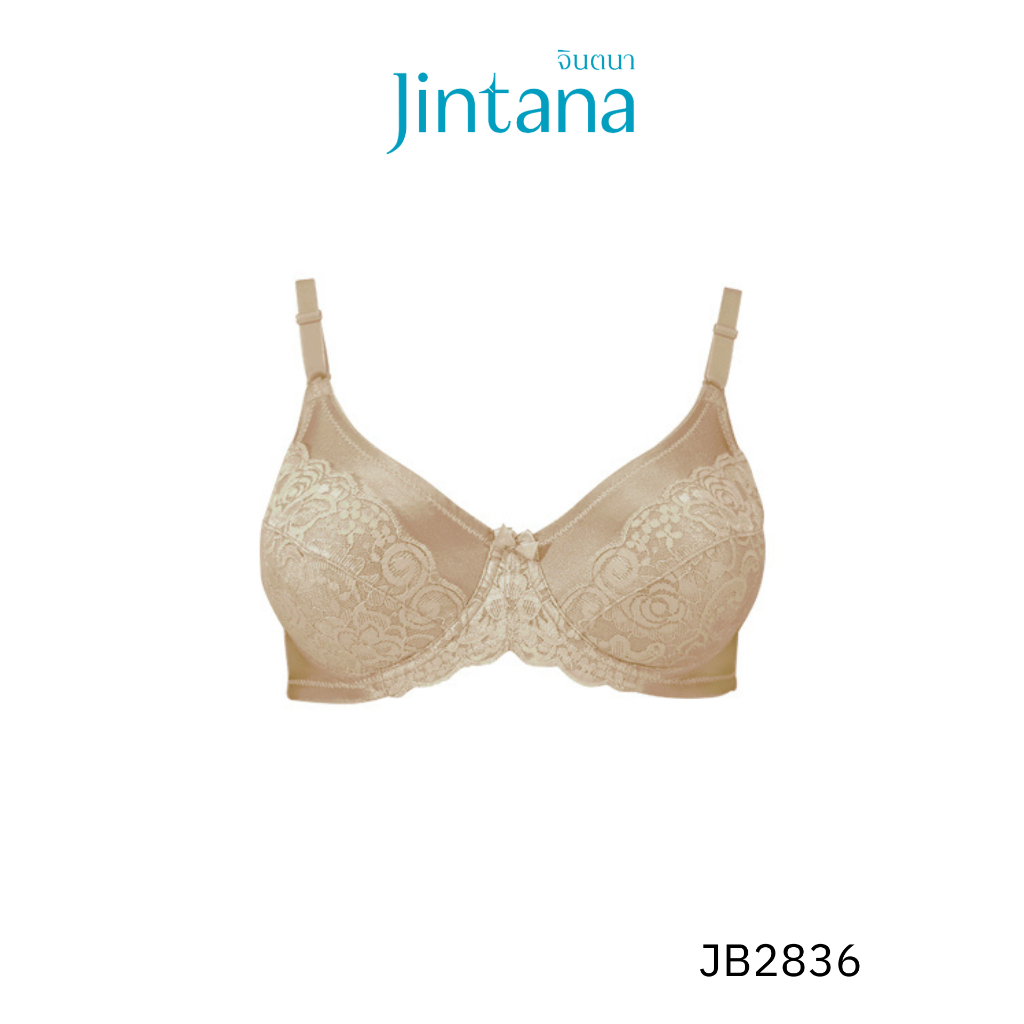 Jintana เสื้อชั้นใน จินตนา รุ่น Basic รหัส JB2836 (มีโครง) สีเบจ เสื้อในเก็บกระชับ ใส่สบาย เสื้อในลายลูกไม้ ฟองน้ำบาง