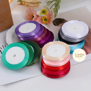 ริบบิ้นซาตินแกนโฟม หน้ากว้าง 6 มิล PF-R501 ริบบิ้นผ้าห่อช่อ ริบบิ้นผ้าสีพื้น DIY พร้อมส่ง