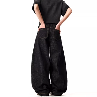beerbroth-กางเกงยีนส์ผู้ชาย กระบอกใหญ่ MensDemin ขายาว ย้อนยุค baggy jeans สไตล์เกาหลี ทรงหลวม