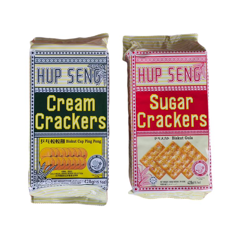 HUP SENG Cream/Sugar Cracker รสครีม/น้ำตาล น้ำหนัก 428 กรัม แครกเกอร์ยอดนิยม