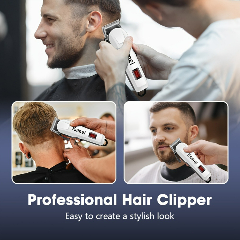 ปัตตาเลี่ยนไร้สาย KEMEI KM-809A แบตเตอเลี่ยน ใบตัดไทเทเนียม ปัตตาเลี่ยนตัดผม มาพร้อมหวีรอง COD - รูปที่ 7