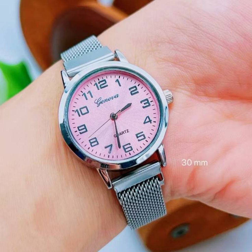 นาฬิกา GENEVA เจนนิวา เเบรนด์เเท้ สายเเม่เหล็ก หน้ากลมมีหลายสีให้เลือก