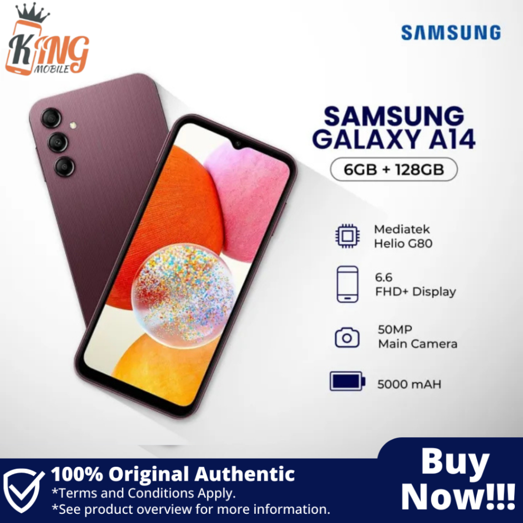 🔥 ใหม่เอี่ยม🔥Samsung Galaxy A14 (6+128GB) ของแท้ ประกันศูนย์ | กล้องหลัง 50MP ชัดสุด | จอใหญ่ 6.6” FHD+ | แบตอึด 5000mAh