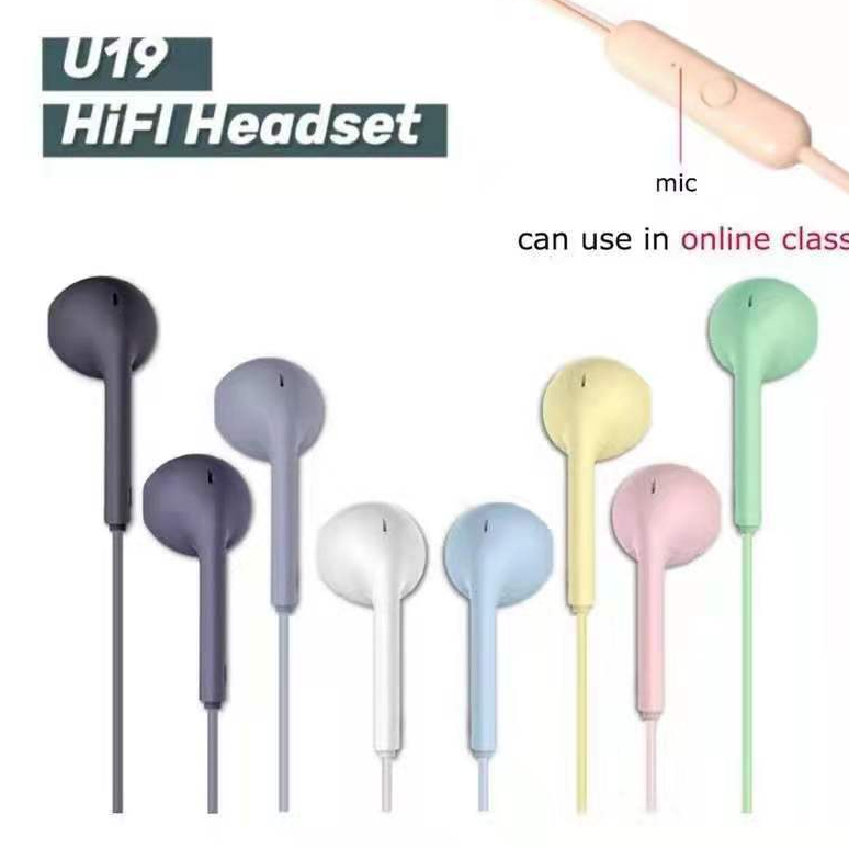 U19 หูฟัง สีมาการอง สายแจ็ค ขนาด 3.5 มม. แบบสากล สำหรับแอนดรอยด์ Ios ยาว 1.2 ม.