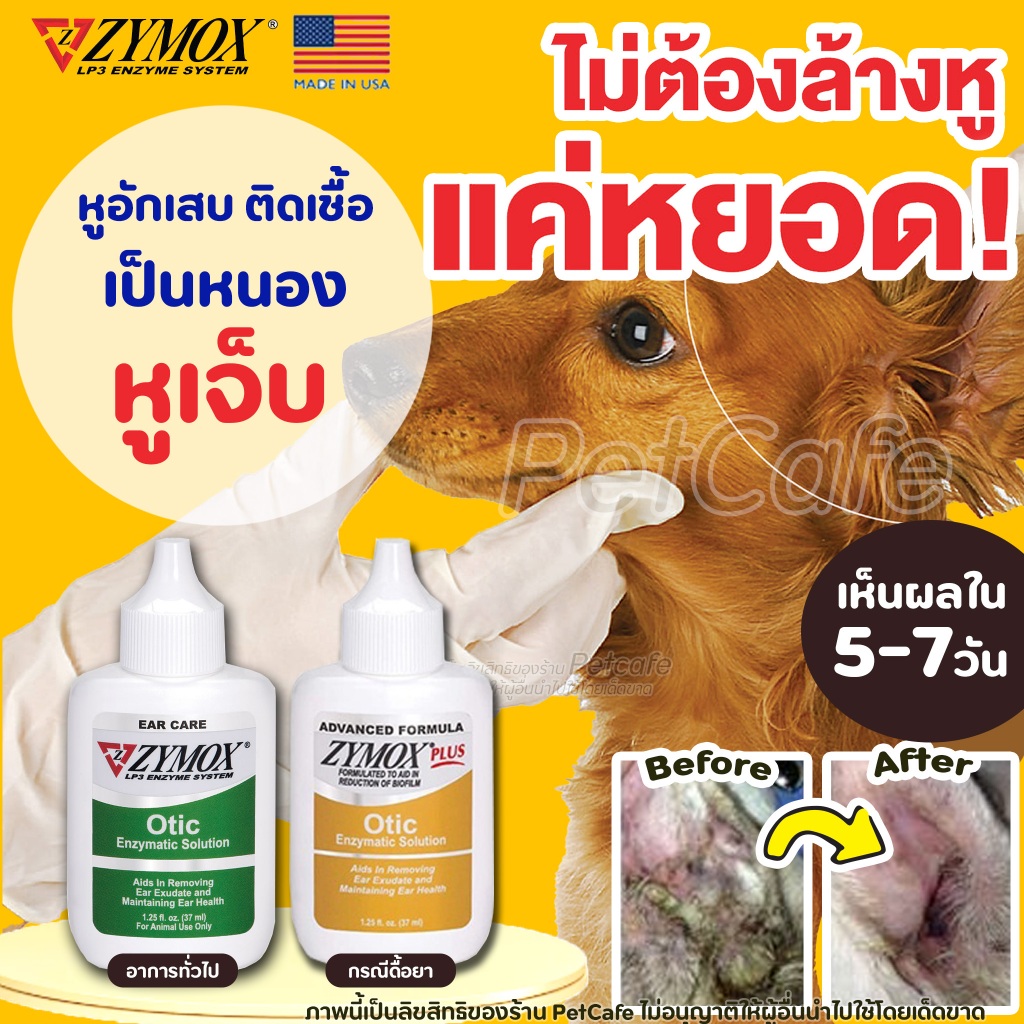 (37ml) Zymox Otic Solution ผลิตภัณฑ์ดูแลช่องหู ภายนอกอักเสบ แบบเฉียบพลัน หรือ เรื้อรัง สุนัขและแมว