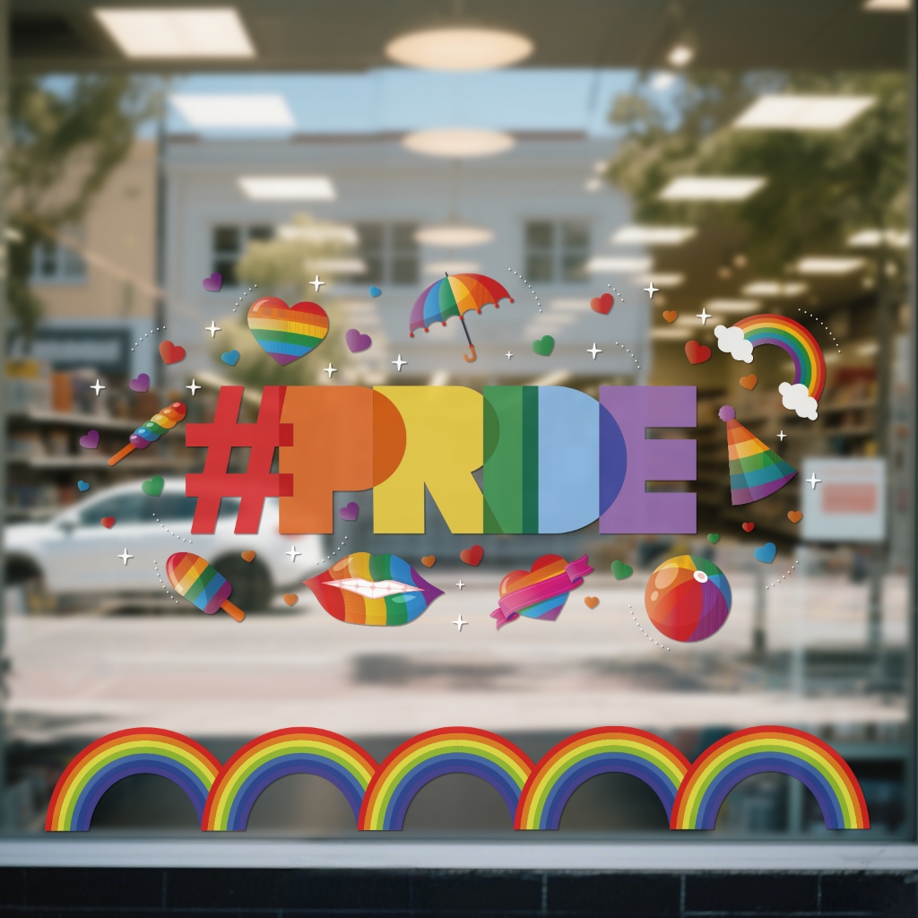 【จัดส่งไวจากกรุงเทพฯ】‌‌🌈Pride Moon สติ๊กเกอร์ LGBTQ+ ติดกระจกร้านค้า เนื้อ PVC ใส คุณภาพดี ไม่เหลือค