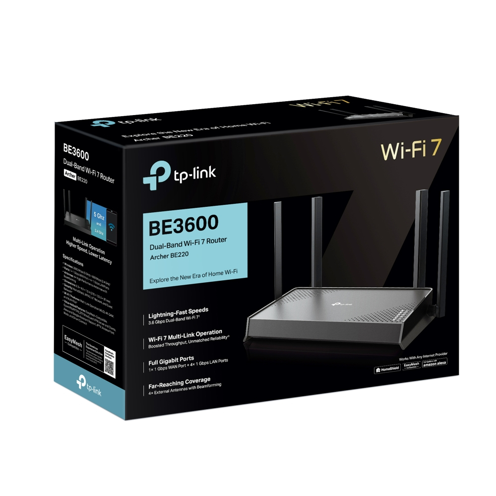 TP-Link Archer BE220 (1G)/ Archer BE230 (2.5 G) เราเตอร์ไวไฟ 7 BE3600 Dual-Band Wi-Fi 7 Router รองรั