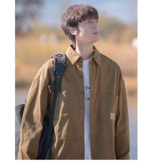 เสื้อแจ็กเก็ตผู้ชาย เสื้อแจ็กเก็ตคาร์โก้ แขนยาว แบบบาง ทรงหลวม เนื้อนุ่มใส่สบายไม่ร้อน สไตล์ฮ่องกง jacket [XUAN363]