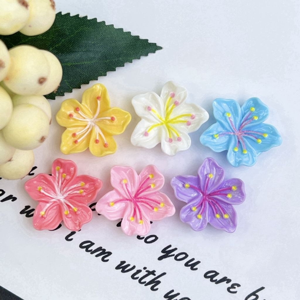 เรซิ่นดอกพีชแบบทึบ จำลองสไตล์ญี่ปุ่นและ เกาหลี (คละสีพร้อมส่ง)