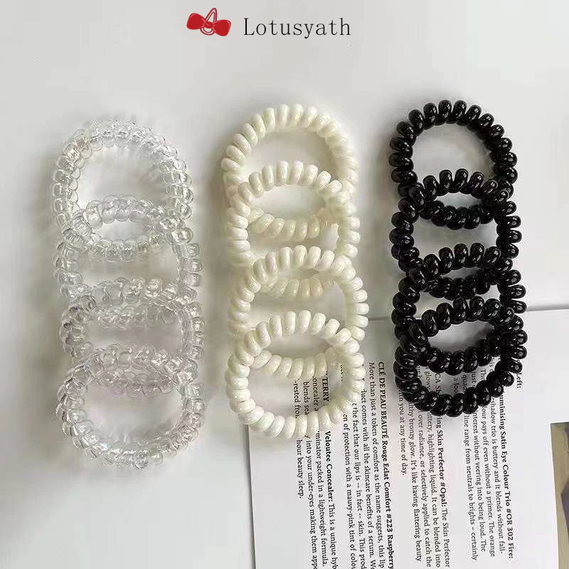 เชือกรัดผมแบบสายโทรศัพท์โปร่งใส ยางรัดผมขนาดเล็กไร้รอย เครื่องประดับผมแบบเรียบง่าย
