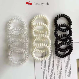 เชือกรัดผมแบบสายโทรศัพท์โปร่งใส ยางรัดผมขนาดเล็กไร้รอย เครื่องประดับผมแบบเรียบง่าย