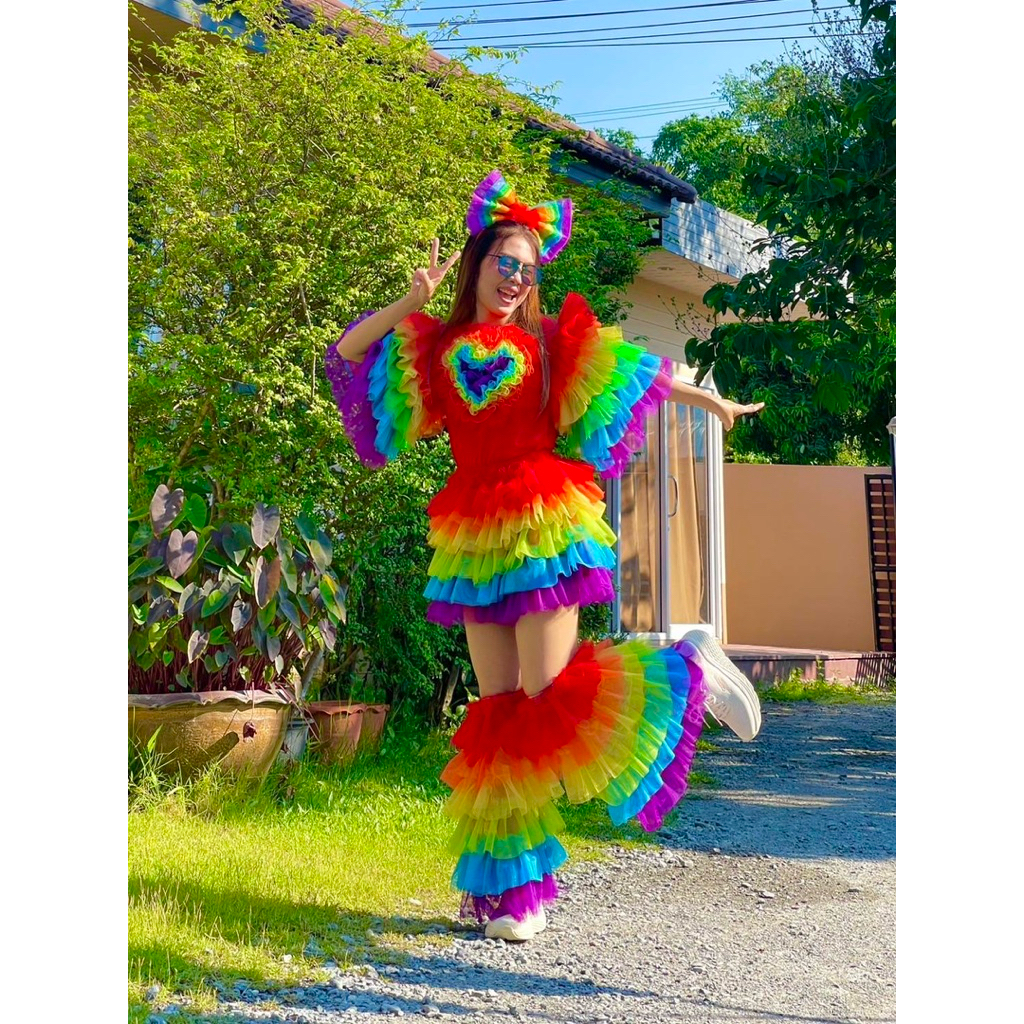 ชุดเซ็ตกระโปรงหัวใจผ้ามุ้ง💃🏼🤍