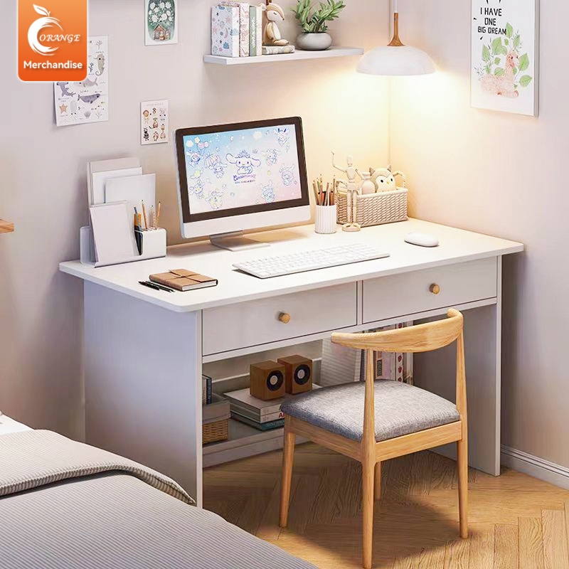 ORANGE โต๊ะทํางาน สีขาว 80/70/60CM โต๊ะคอมพิวเตอร์  โต๊ะทำงานโต๊ะ แต่งหน้าโต๊ะทำงาน โต๊ะอ่านหนังสือสไตล์มินิมอล