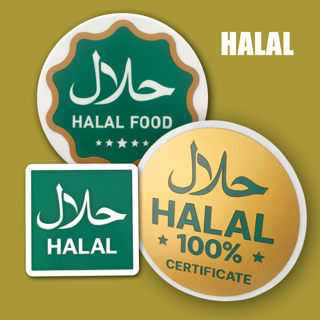 ป้าย ฮาลาล HALAL ป้ายอคริลิค เลเซอร์ ทำสี ไม่ใช่สติกเกอร์