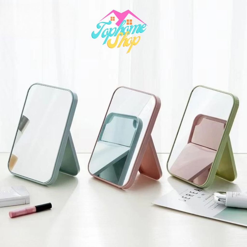 Topshome กระจกตั้งโต๊ะ มีให้เลือก 4 สี แบบพกพา แบบพับเก็บได้ เรียบง่ายและทันสมัย แข็งแรงทนทาน ER-U042