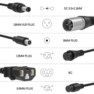 ที่ชาร์จแบตเตอรี่ 29.4V/42V/54.6V 2A Fast Charger with 7 Plugs Universal Lithium Battery Lithium-ion อะแดปเตอร์ไฟฟ้า