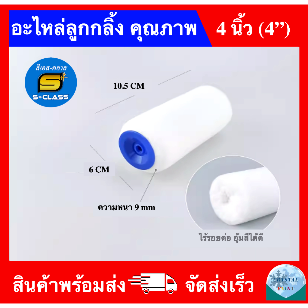 ลูกกลิ้งทาสี คุณภาพ ขนาด 4 นิ้ว ยี่ห้อ เอสคลาส ลูกกลิ้งทาสี 2IN1 ถอดเปลี่ยนอะไหล่ได้ ทาได้ทั้งสีน้ำและสีน้ำมัน - รูปที่ 2