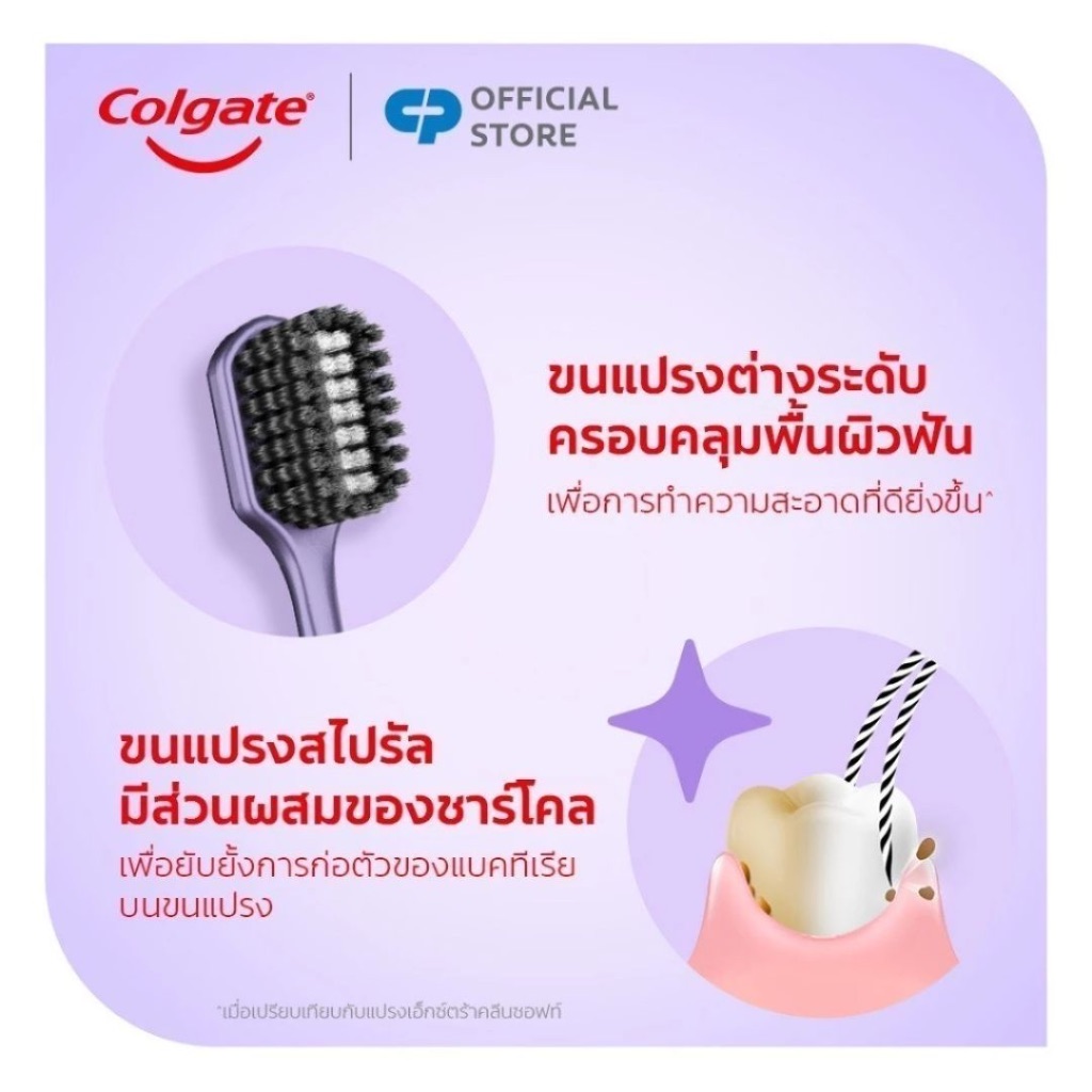 [2ด้าม] Colgate คอลเกต แปรงสีฟัน อ๊อพติค ไวท์ เพอร์เพิล Optic White Purple Toothbrush - รูปที่ 3