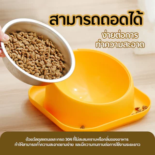 【ลดเหลือ 69】PETCENTRAL ชามอาหารสัตว์เลี้ยง กันมด สแตนเลส กันหก ถอดล้างได้ สำหรับแมวและสุนัข Pet Bowl