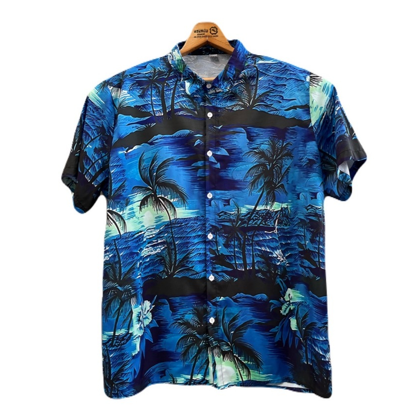 เสื้อฮาวาย อก48/ห18.5/ย30  100%Polyester มือสองสภาพดี (X79) ซักรีดแล้ว