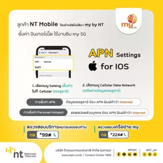 (My.20)sim my สมัครเล่นเน็ตต่อเนื่อง 30วัน เพียงเดือนละ 100 บาท (2Mbps 15GB FUP 384kbps) ลงทะเบียนที่ศูนย์ NT เท่านั้น