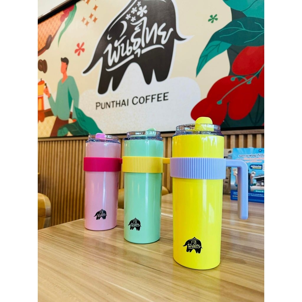 แก้วเก็บความเย็น PUNTHAI รุ่น Two Tone Tumbler💚🩷  ขนาด 600 ml.