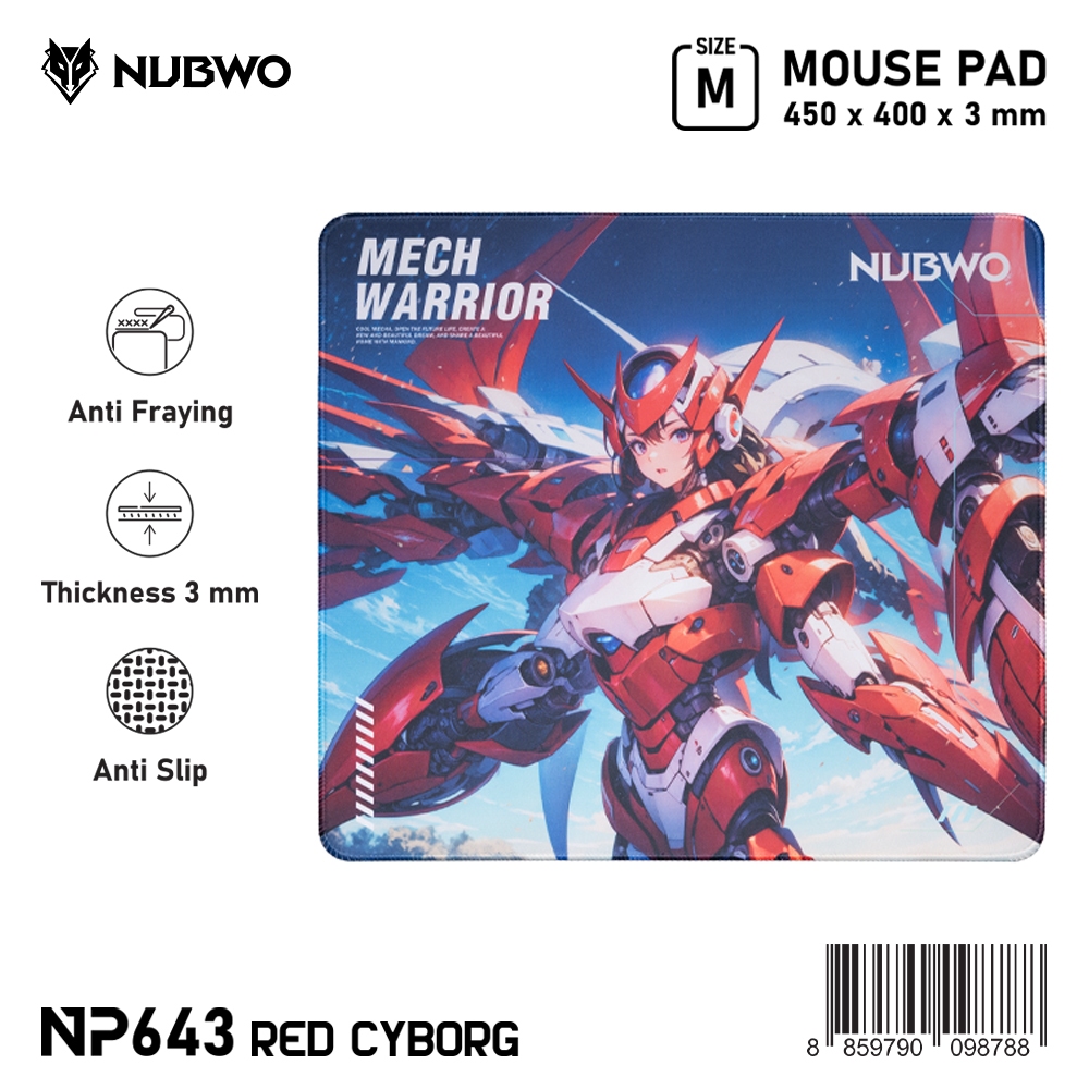 Nubwo NP643 Mouse Pad Gaming Size M 450x400x3mm. แผ่นรองเม้าส์ วัสดุอย่างดีและมีความละเอียดสูง (Red 