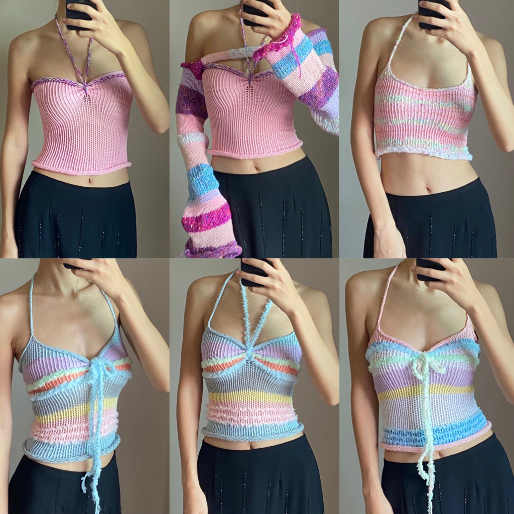 (พรีออเดอร์ 2-3 วัน) June Knitted Tube top (สายเดี่ยวไหมพรม)💕🩵🌼🌙🍵💕