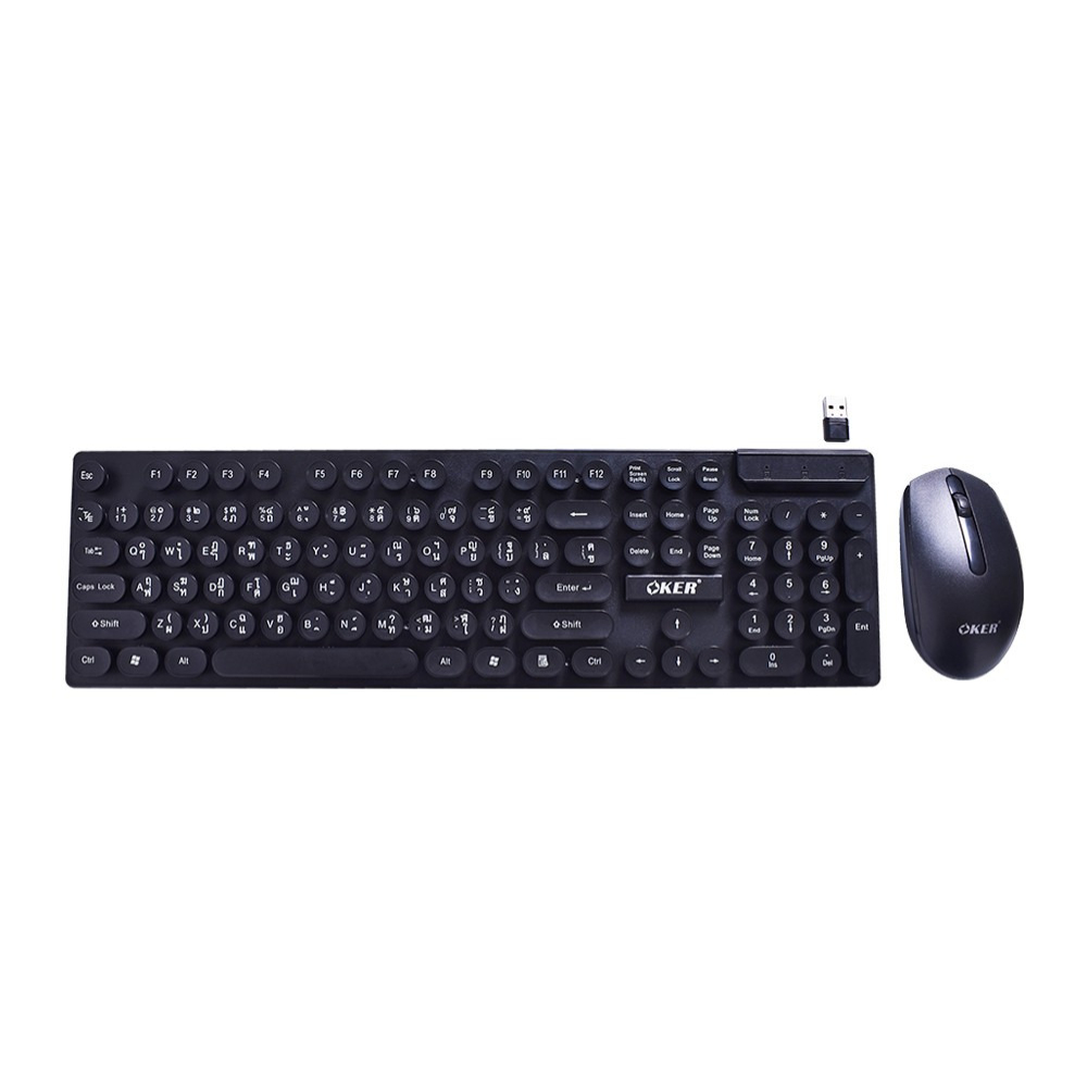 OKER K6500 Mouse + Keyboard เชื่อมต่อ Type C หรือ USB WIRELESS คีย์บอร์ด + เมาส์ ไร้สาย