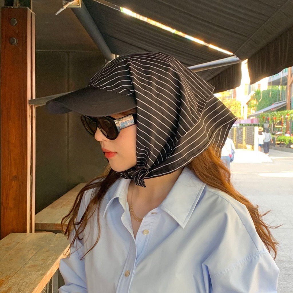 🧢หมวกแบบผูกปลายลายเส้นเก๋มากเว่อร์👑{พร้อมส่ง🛍️}