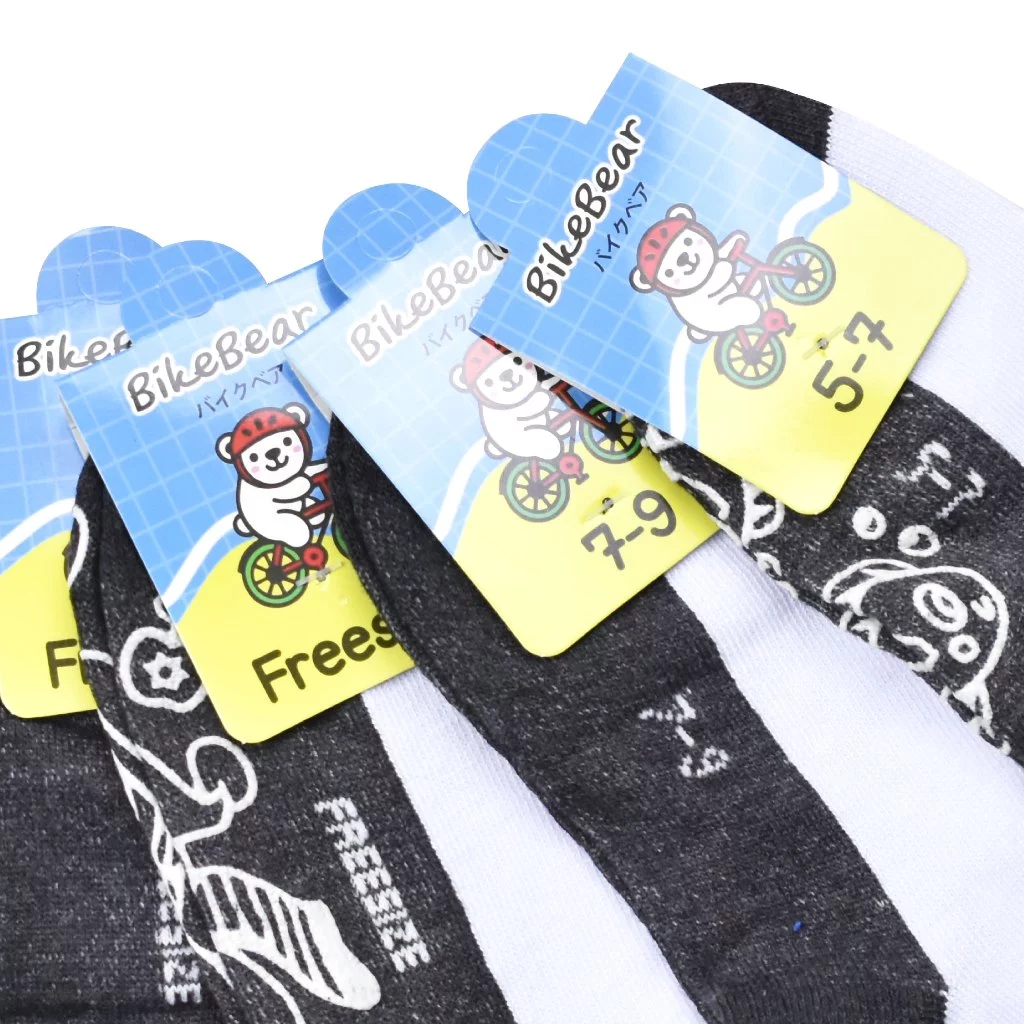 ถุงเท้านักเรียน ตรา BikeBear เด็กหญิง เด็กชาย สีขาวพื้นเทา/เทาการ์ตูน (รุ่นหนาพิเศษ) ขนาด4-6,5-7,7-9 Freesize thumbnail 6
