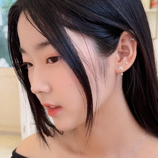Suwann.na [ราคาต่อคู่] ต่างหู ต่างหูเงินแท้ จิว จิวเงินแท้ จิวโบว์โค้ง