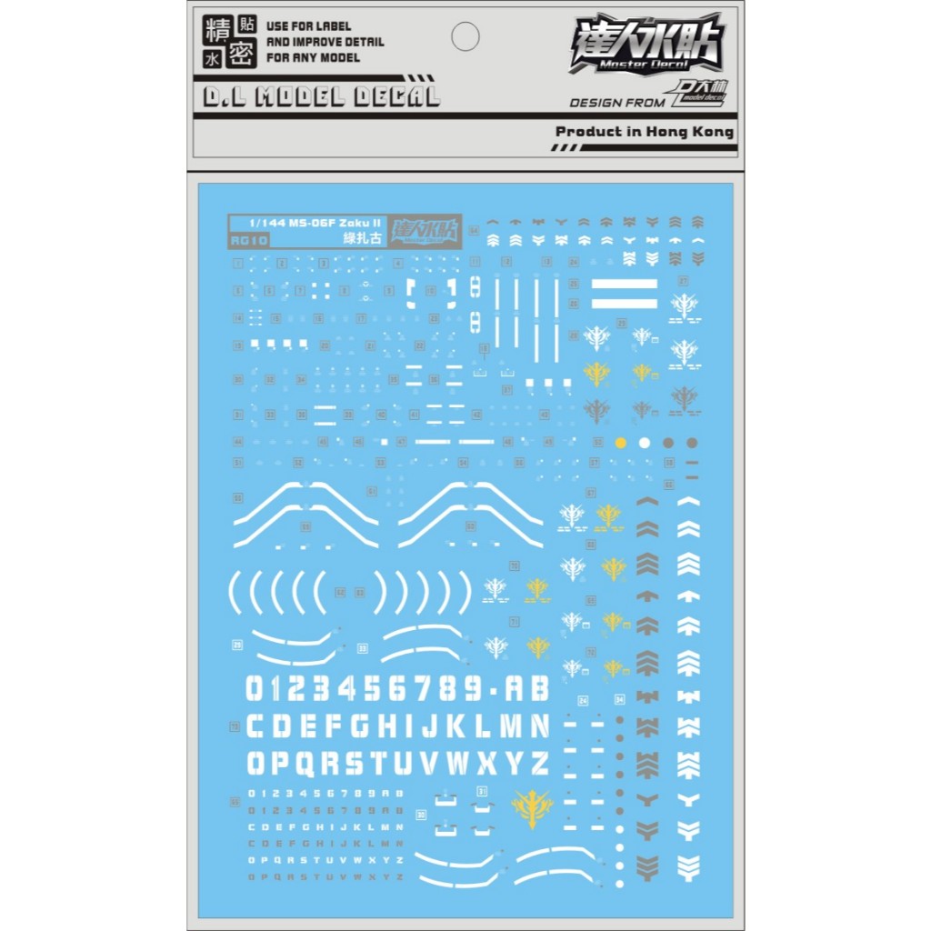 D.L Model Water Decal RG 1/144 MS-06F Zaku II