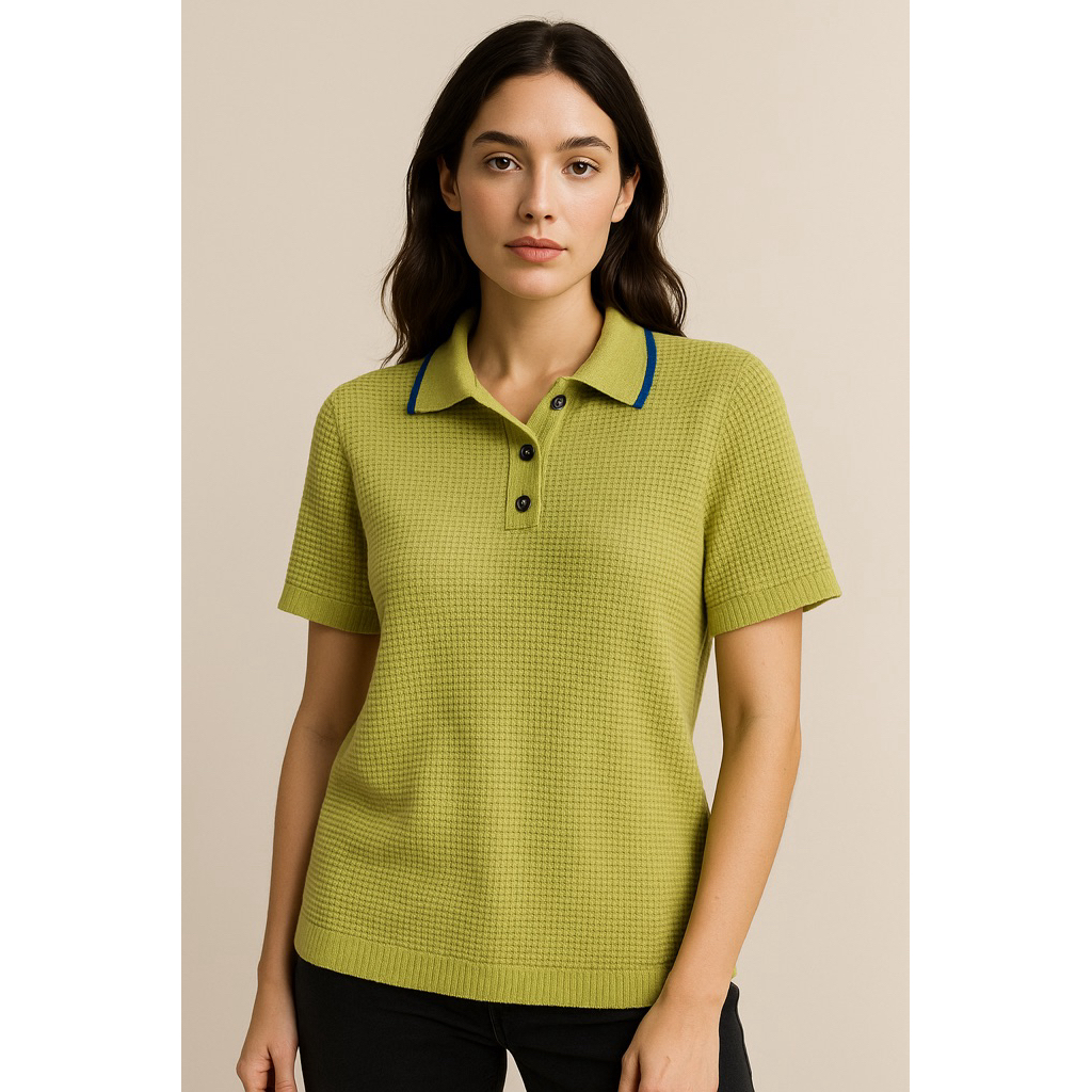 รหัสG02 ไหมพรมคอปก ทรงโปโล เขียว/น้ำเงิน ทรงภาพแรก