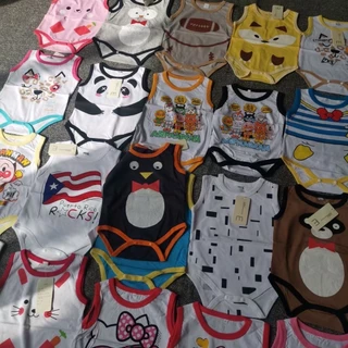 เสื้อบอดี้สูทแขนกุดสำหรับเด็กแรกเกิด ผลิตจากผ้าฝ้าย 100% ลวดลายน่ารักแบบสุ่ม สำหรับเด็กชายและเด็กหญิง อายุ 0-24 เดือน