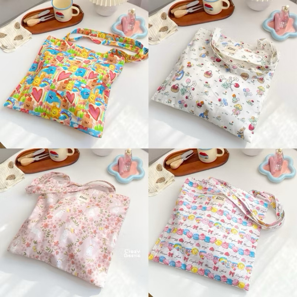 Crazy Bestie🍒กระเป๋าผ้าสะพายไหล่•มีซิป (CB18)