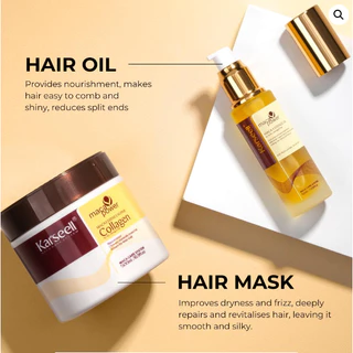 พร้อมส่ง(ส่งด่วน) Karseell รีแพร์เซ็ท ทรีทเม้นท์คอลลาเจน กระปุก 500 มล. + เซรั่มออยล์บำรุงผม 50 มล. บำรุงผมแห้งเสียชี้ฟู