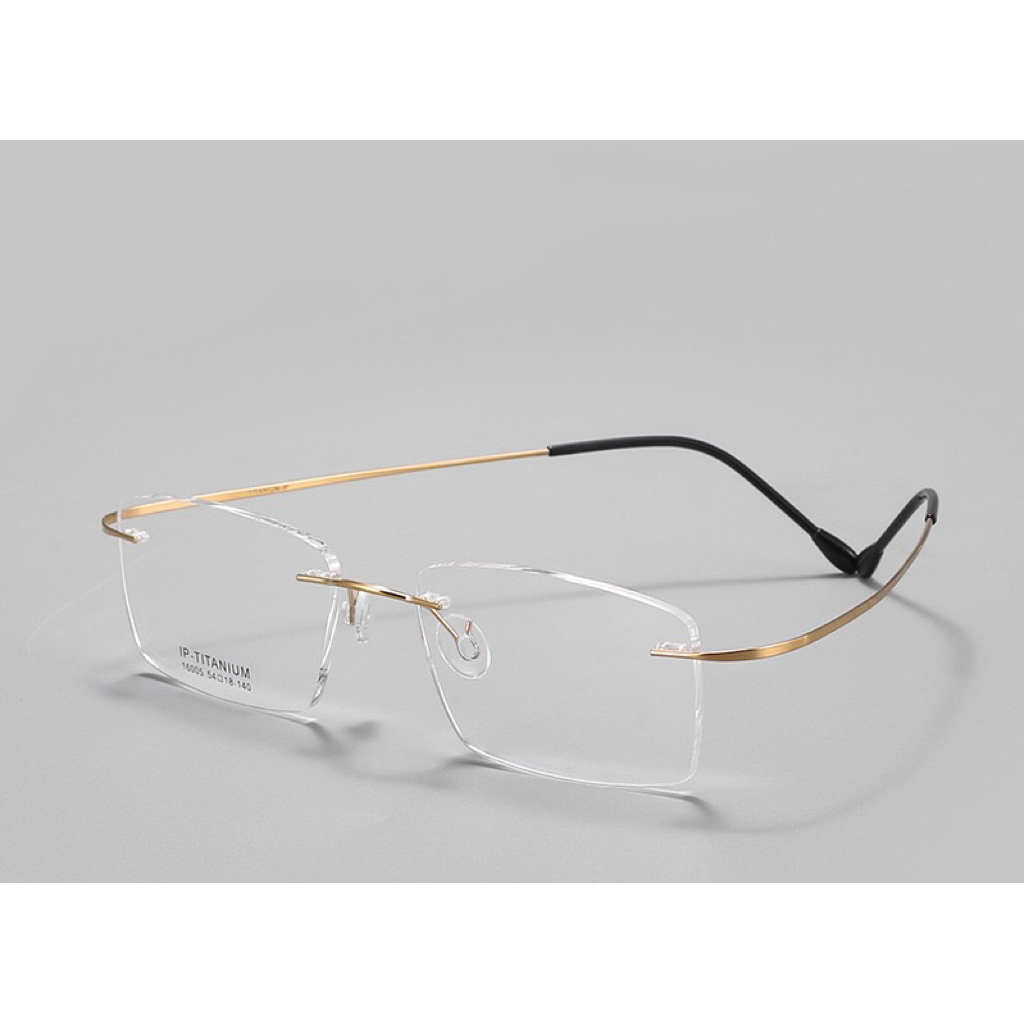 rimless แว่นตาไร้ขอบTitanium(ขาสปริง)ไร้น็อต