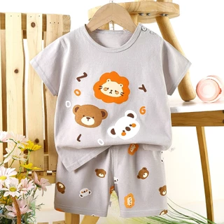 ชุดเสื้อยืดเด็ก ชุดนอนเด็ก ผ้าฝ้าย ใส่สบาย ลายการ์ตูน สำหรับเด็ก0-7ขวบ