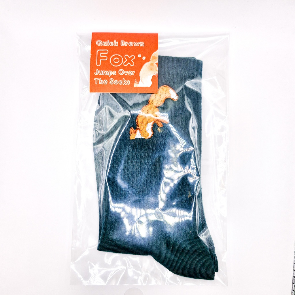 Socks ถุงเท้าปักลาย KhaoniaoKaithot & Fox ถุงเท้าลายน้องหมาขนฟูน่ารัก และจิ้งจอกสุดคิวท์ ถุงเท้านุ่ม ๆ [Kckanyaluck] - รูปที่ 2