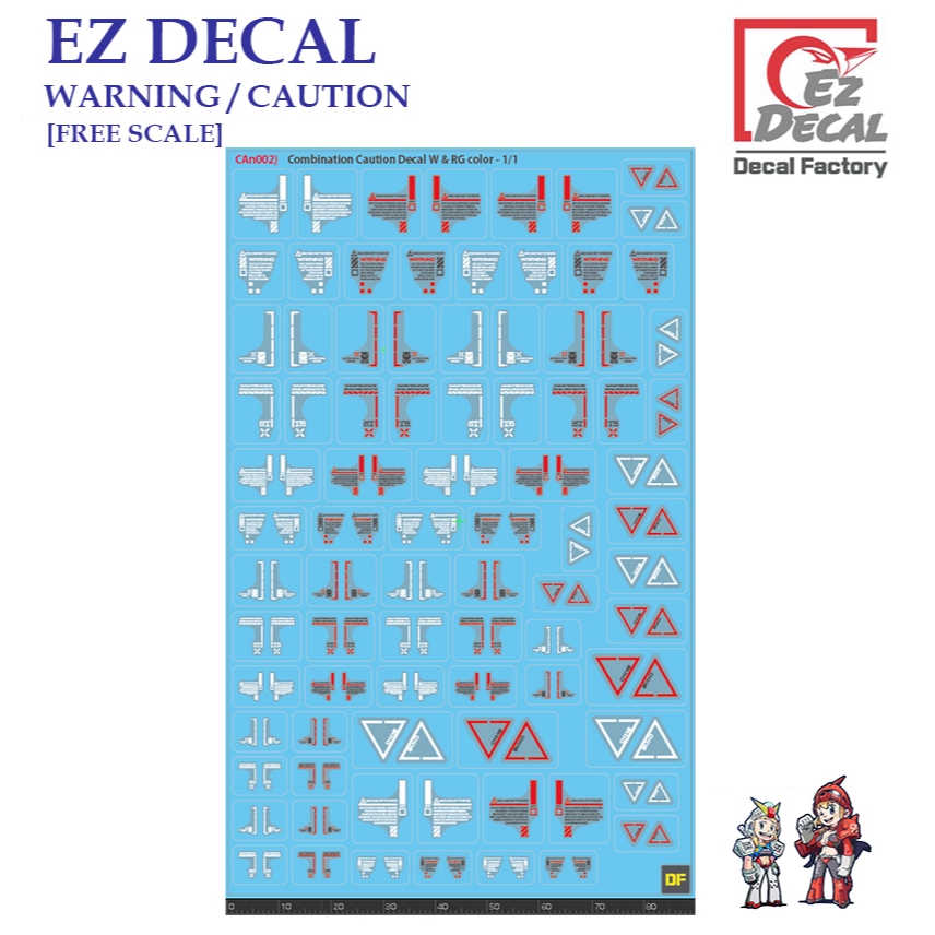 [EZ DECAL] B06  WARNING / CAUTION GUNDAM  [FREE SCALE] PRE-CUT WATER SLIDE DECAL