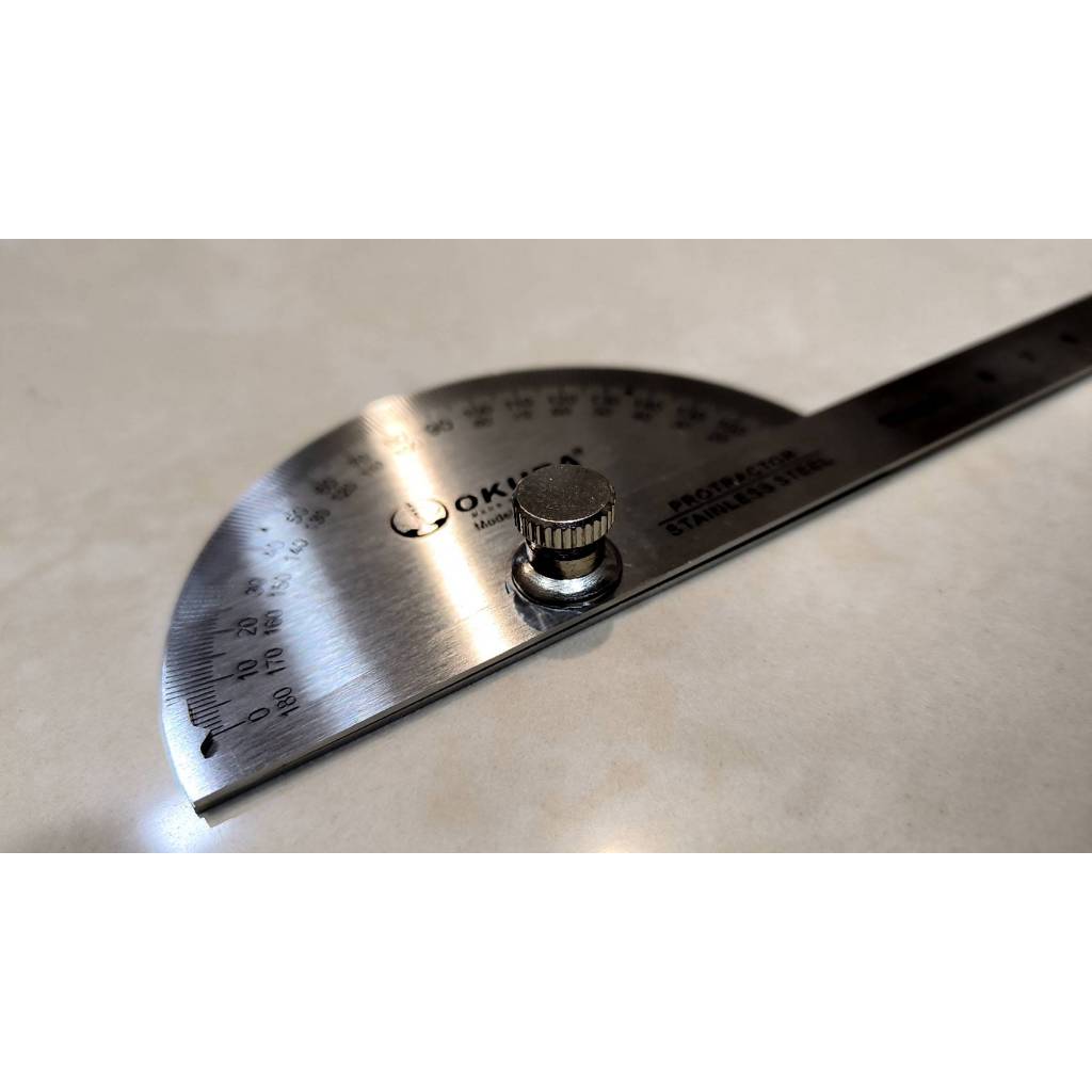 OKURA จานวัดองศา ฉากสแตนเสล ไม้บรรทัดวัดองศา โปรแทรกเตอร์ ยี่ห้อ OKURA รุ่น PR-250 ของแท้