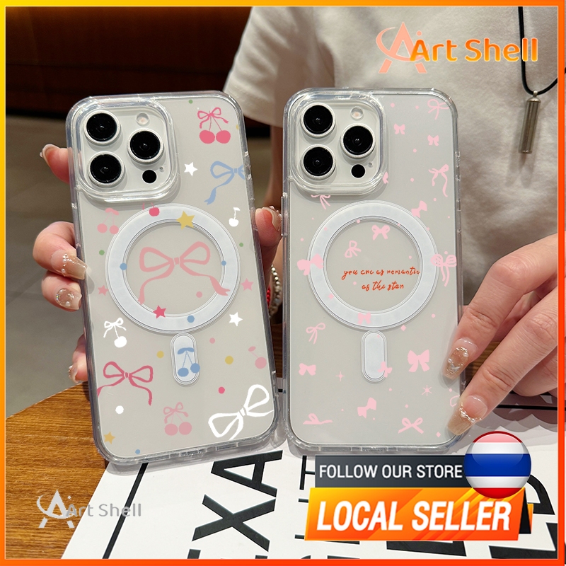 เคสโทรศัพท์หรูหราแบบไร้สายชาร์จได้สำหรับ IPhone13 15 7Plus 16 14 12 11 Pro MAX 8 6 7 6S Plus X XR XSโบว์ลอย