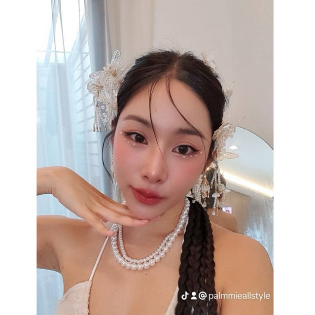 ส่งจากไทย🇹🇭Setเครื่องประดับผมสาวจีนแนวเทพเซียน เป็น set ปิ่นปักผมและกิ๊บติดผมพร้อมต่างหูหนีบแบบเข้า 