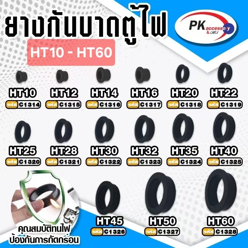 ยางกันบาดตู้ไฟ อย่างดี ทนความร้อนสูง ทนน้ำมัน ไม่ติดไฟ ขนาด 10-40มิล (ราคาต่อ1ชิ้น)