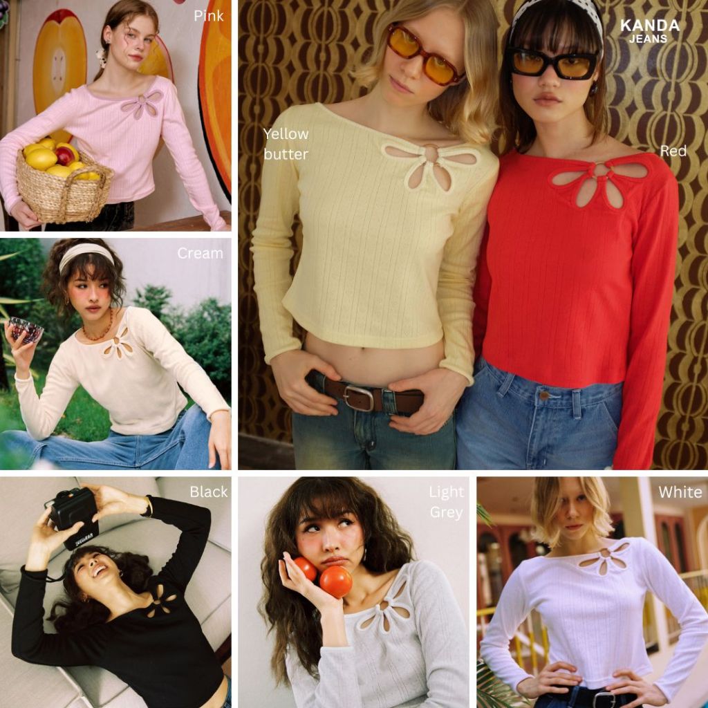 KANDA JEANS :Lily Long-sleeve top เสื้อยืด แขนยาว