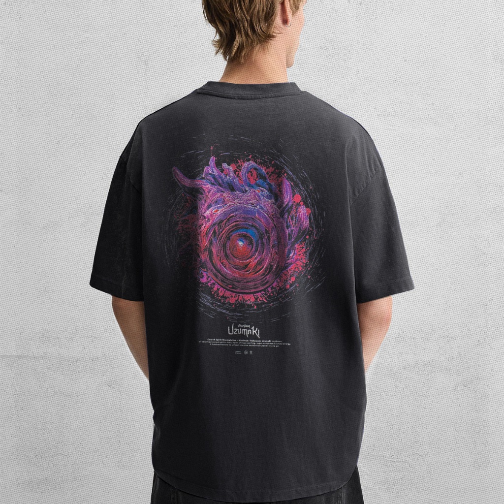 [ZUER] Geto: Uzumaki - Jujutsu Collection เสื้อยืด Unisex ทรง Oversize ผ้าฟอกวินเทจ Cotton 100%