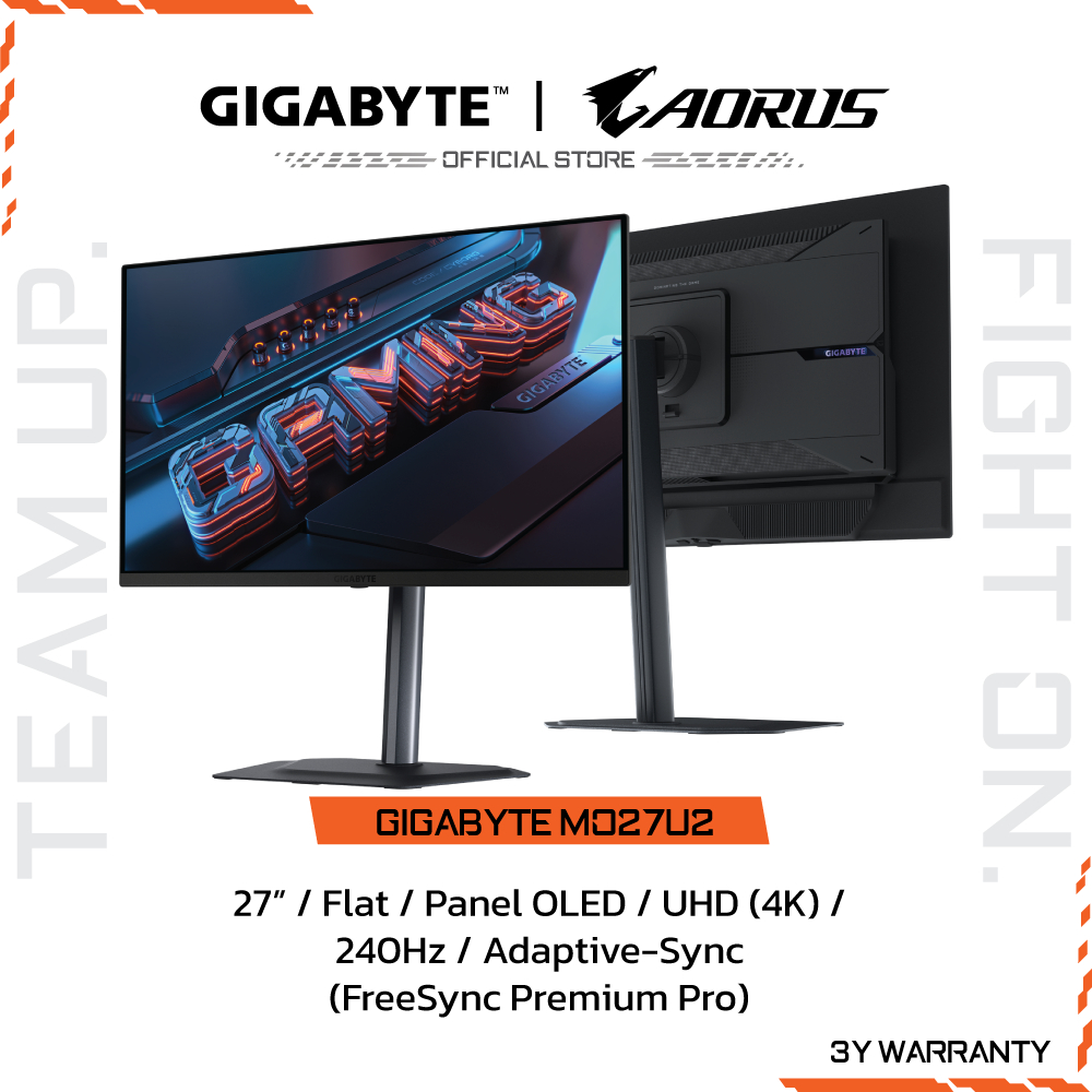 GIGABYTE MO27U2 Gaming Monitor (จอมอนิเตอร์) | 27" UHD | QD-OLED | 0.03ms | 240Hz | Adaptive-Sync