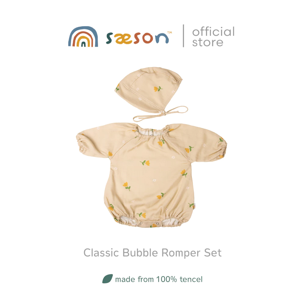 Saeson Tencel™ Classic Bubble Romper Set ชุดรอมเปอร์แขนยาว + หมวก